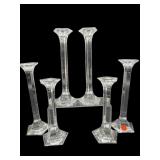 LOT OF 6 NACHTMANN & JB CRYSTAL CANDLESTICKS