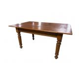 ANTIQUE TURNED LEG 3 BOARD TOP PLANTATION TABLE