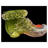 HAND BLOWN URANIUM WATERMELON ART GLASS SHOE