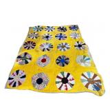 86x65 IN ANTIQUE HANDMADE DRESDEN PLATE QUILT, AS