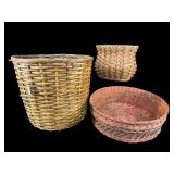 LOT OF 3 WOVEN BASKETS