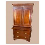 SOLID MAHOGANY ALL CARVED 2 PC LINEN CHEST