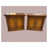 2 WHITE FURNITURE MAHOGANY 2 DOOR STANDS