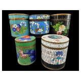 5 PC LOT ANTIQUE CLOISONNE TRINKET BOXES
