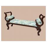 CARVED MAHOGANY BED BENCH