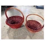 LOT OF 2 RED PAINTED BASKETS