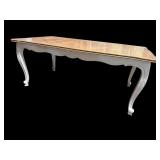 COUNTRY FRENCH OAK TOP PAINTED BASE DINING TABLE