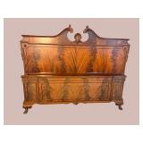 FLAMED MAHOGANY CHIPPENDALE FULL SIZE BED
