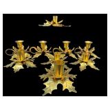 LARGE LOT SOLID BRASS HOLLY FINGER CANDLESTICKS