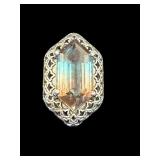 DESIGNER NICKY BUTLER STERLING AQUAMARINE RING;