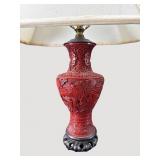 ANTIQUE CINNABAR ORIENTAL LAMP