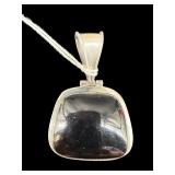 STERLING PENDANT WITH BLACK STONE