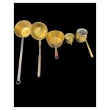 LOT OF 5 ANTIQUE BRASS FORGED IRON POTS