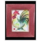 WATERCOLOR OF ROOSTER IN RUSTIC FRAME