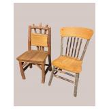 PR OF TRAMP ART TREE TRUNK CHAIRS