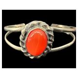 STERLING CORAL SOUTHWESTERN BRACELET