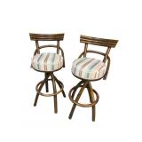 2 BAMBOO FORMED SWIVEL BARSTOOLS