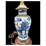 ANTIQUE CHINESE BLUE AND WHITE GINGER JAR LAMP