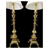 2 CAST BRASS TALL COLUMN LAMPS
