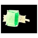 OSCAR FRIEDMAN 18K NATURAL EMERALD & DIAMOND RING