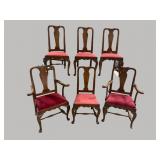 6 SOLID MAHOGANY QUEEN ANNE DINING ROOM CHAIRS
