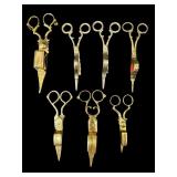 LOT OF 7 ANTIQUE BRASS CANDLE SNUFFERS