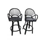 2 BAMBOO FORMED SWIVEL BARSTOOLS
