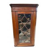 ANTIQUE INLAID MAHOGANY HANGING CORNER CABINET