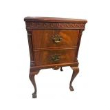 FLAMED MAHOGANY CHIPPENDALE 2 DRAWER STAND