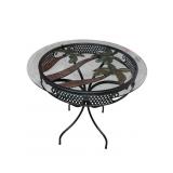 IRON GLASS TOP PALM TREE DESIGN TABLE