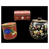 3 PC LOT OF ANTIQUE CLOISONNE TRINKET BOXES