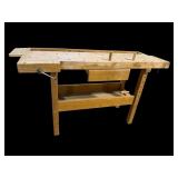 WHITE GATE BUTCHER BLOCK WORKBENCH WITH VICE