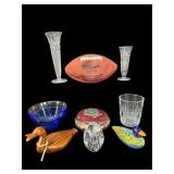 LOT OF MISC CRYSTAL AND DECORATIVE ITEMS