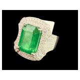 PLATINUM MONUMENTAL NATURAL EMERALD & DIAMOND RING