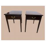 2 SOLID MAHOGANY HEPPLEWHITE 1 DRAWER STANDS; X2