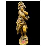 WEIGHTED BRONZE FIGURAL CHERUB WITH RABBIT