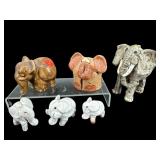 LOT OF 5 POTTERY ELEPHANTS