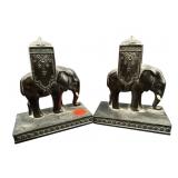 LOT OF 2 BRONZE ELEPHANT FIGURINES