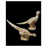 PAIR OF SMALL GOLD PLASTER PHEASANTS