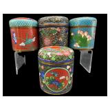 4 PC ANTIQUE CLOISONNE TRINKET BOX LOT