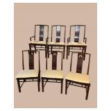 6 WHITE FURNITURE BURLED ORIENTAL CHAIRS