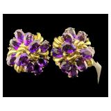 PR OF 14K AMETHYST & DIAMOND EARRINGS