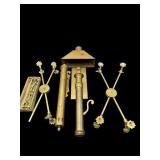 LOT OF BRASS TRIVET STANDS AND BRASS PUSH UP WALL