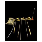 LOT OF BRASS CANDLE SNUFFERS AND CONTAINER