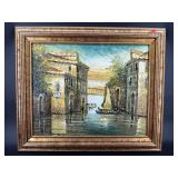 VENICE WATERWAY TEXTURED OIL ON CANVAS