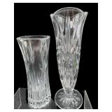 2 PIECE LOT OF QUALITY CRYSTAL BUD VASES