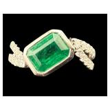 PLATINUM NATURAL EMERALD & DIAMOND RING