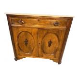 WALNUT VICTORIAN MARBLE TOP BUFFET