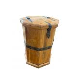 OCTAGON SHAPED PINE STRAP HINGED KINDLING BOX