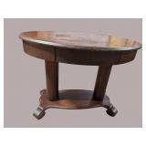 OAK OVAL LIBRARY TABLE WITH DRAWER